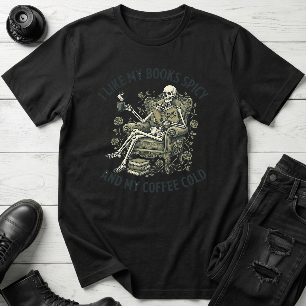 I Like My Books Spicy And My Coffee Cold  T-Shirt