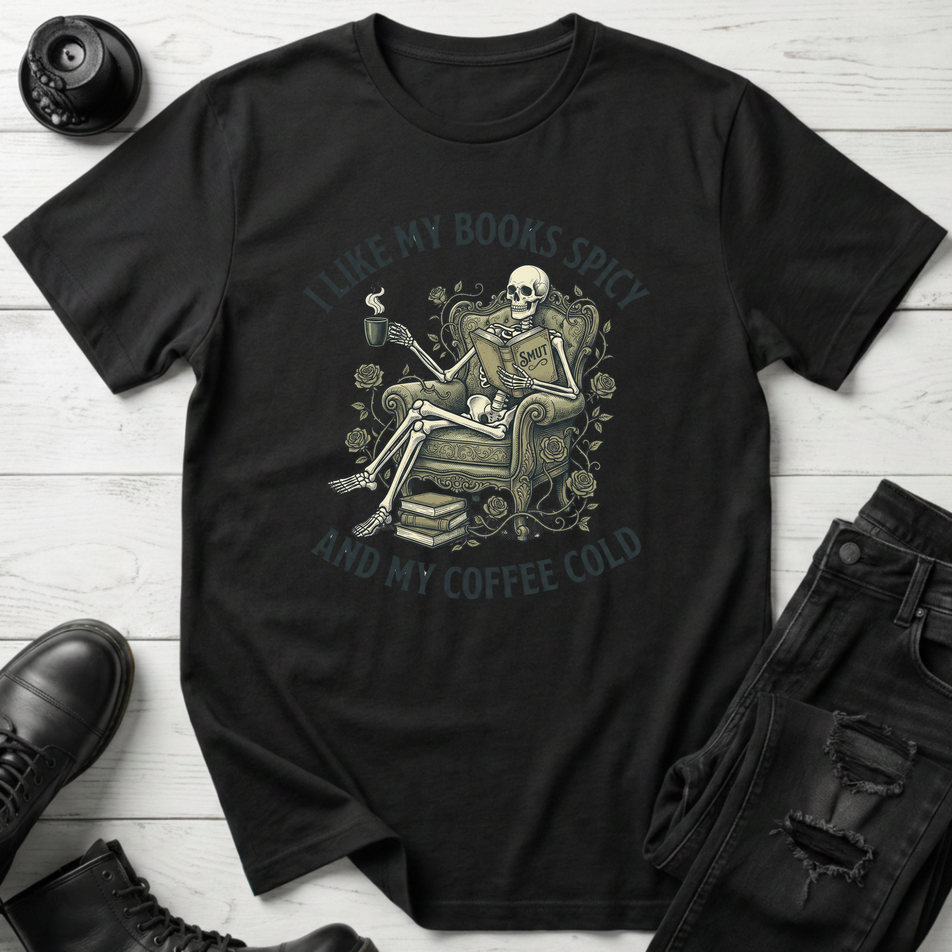I Like My Books Spicy And My Coffee Cold  T-Shirt