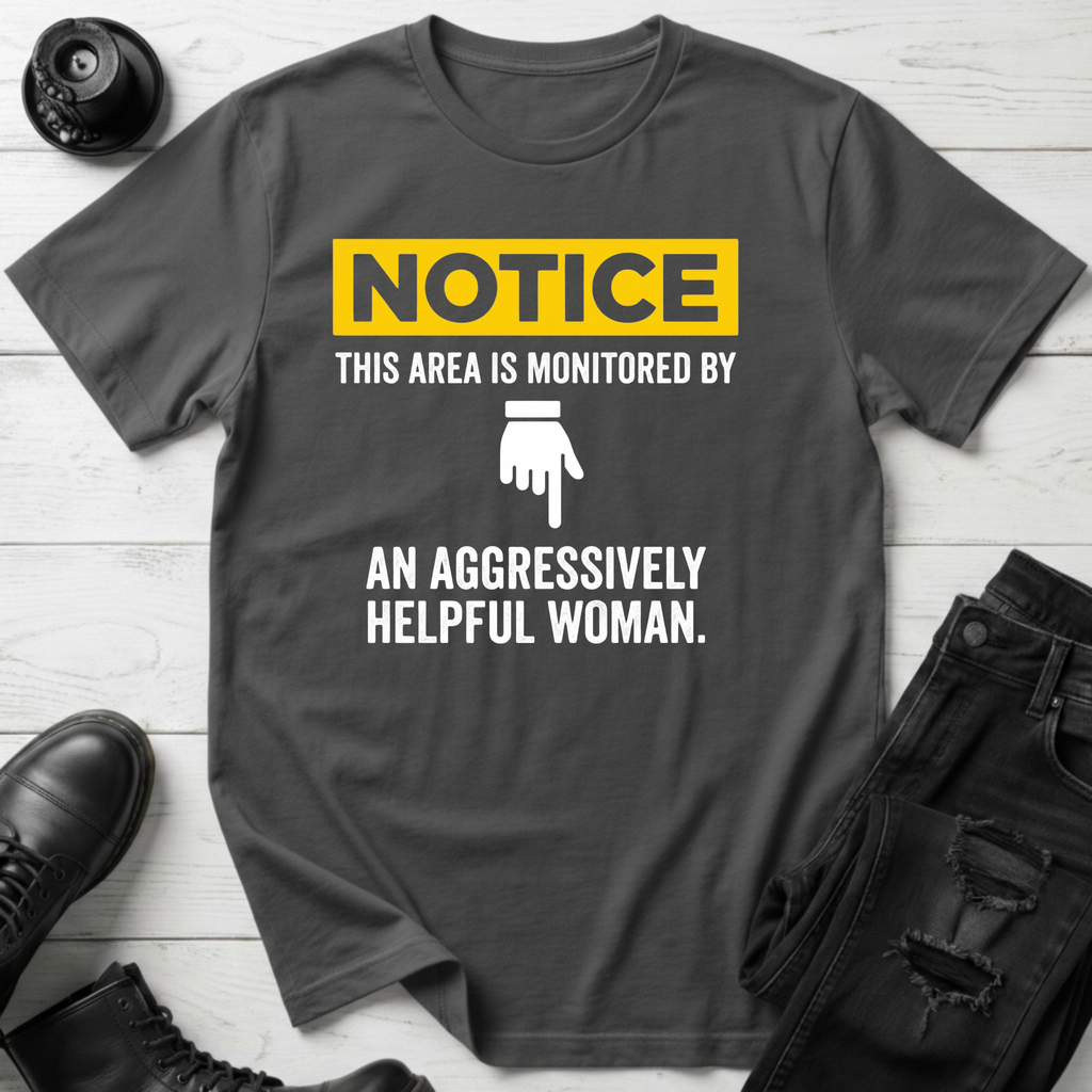 Notice This Area Monitored By An Aggressively Helpful Woman T-Shirt
