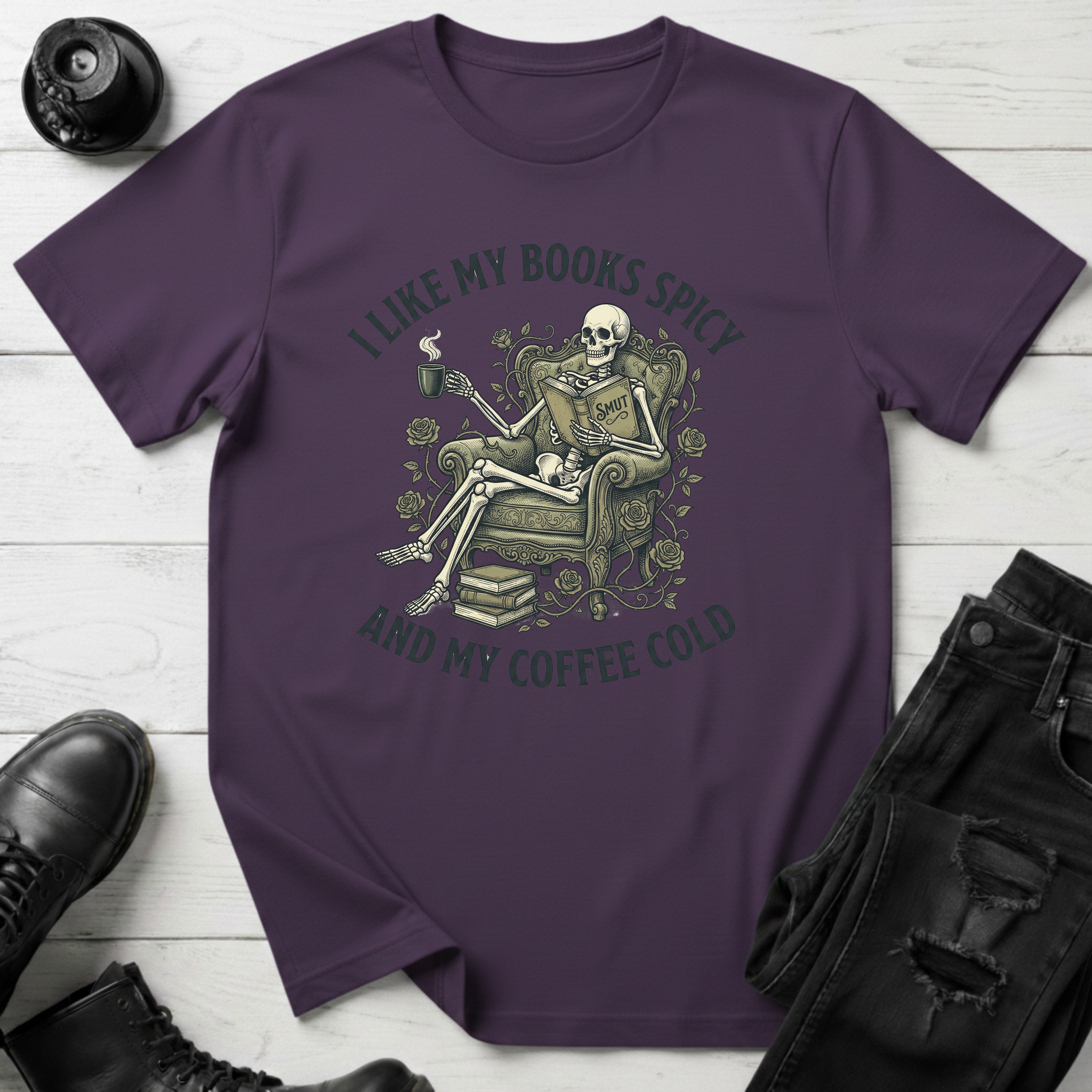 I Like My Books Spicy And My Coffee Cold  T-Shirt