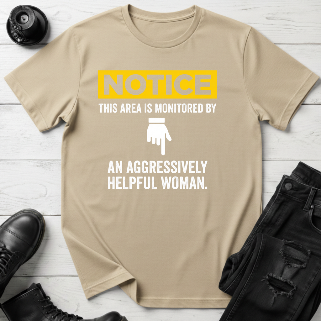 Notice This Area Monitored By An Aggressively Helpful Woman T-Shirt