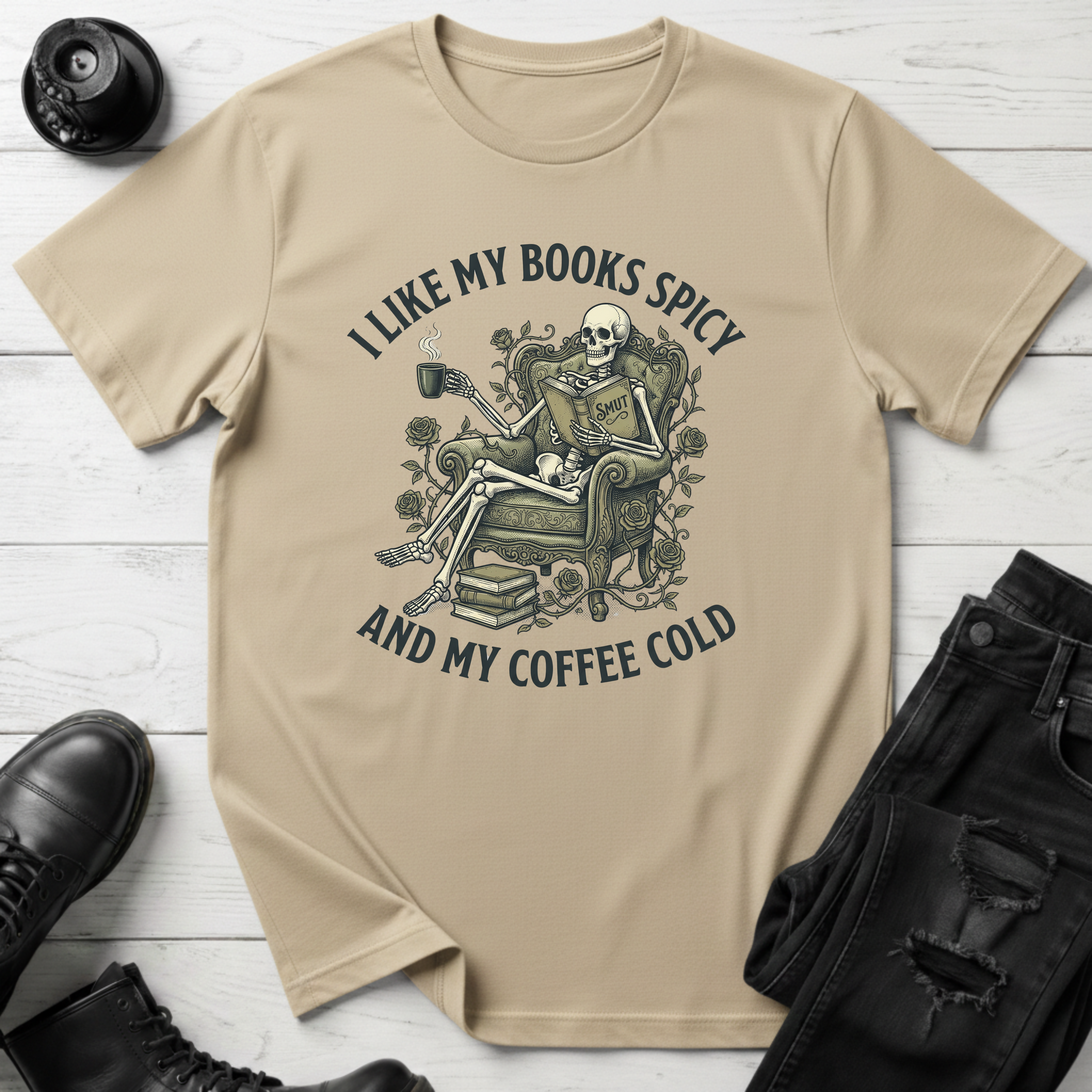 I Like My Books Spicy And My Coffee Cold  T-Shirt